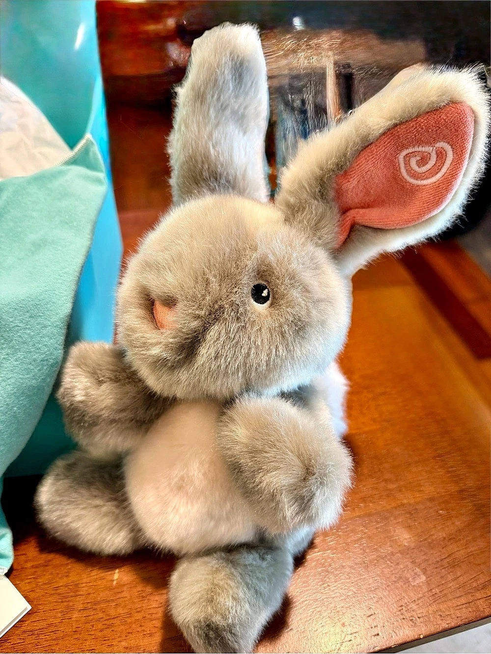 Tiffany & Co. Tiny Tiffany Hopper the Rabbit Plush Toy. Gray & Pink Plush Toy